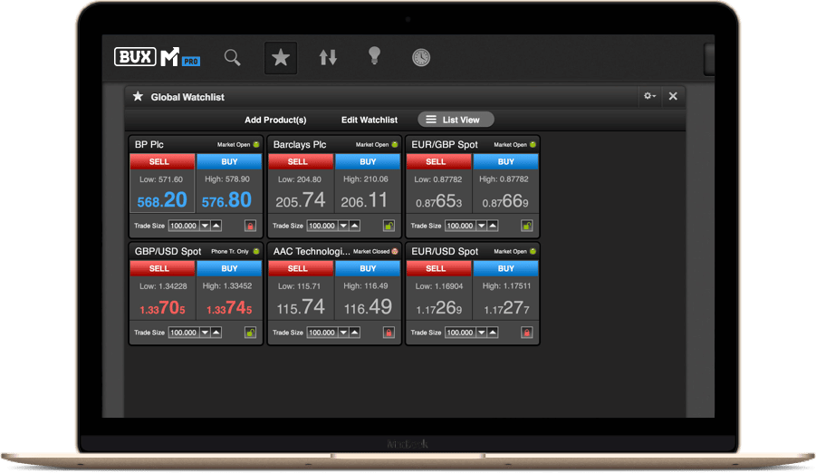 buxpro-laptop BUX Markets ประเภทบัญชี