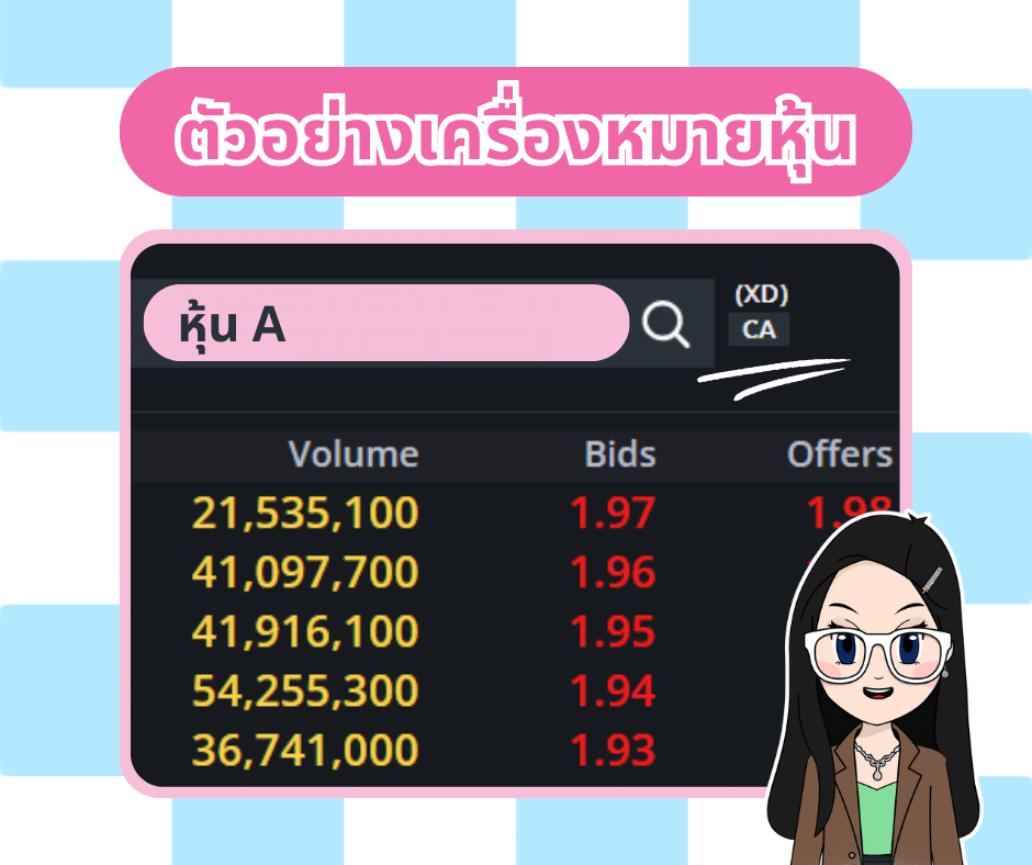 ตัวอย่างเครื่องหมายหุ้น-1 ตัวอย่างเครื่องหมายหุ้น