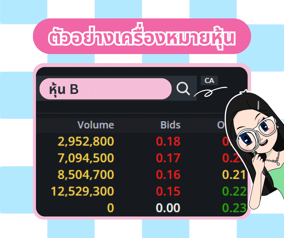 ตัวอย่างเครื่องหมายหุ้น-2 ตัวอย่างเครื่องหมายหุ้น