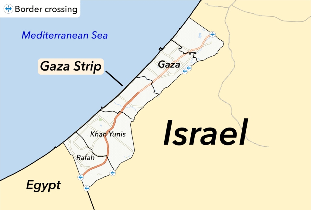 Map_of_the_Gaza_Strip_including_checkpoints อิสราเอล