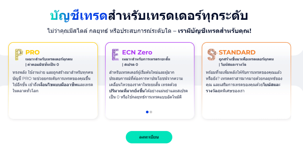 FXGT.com ประเภทบัญชีของโบรกเกอร์ FXGT.com