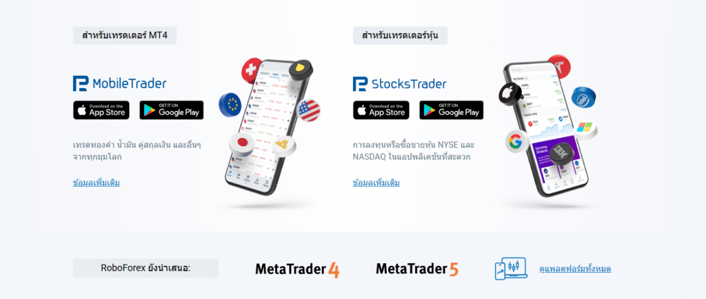 แพลตฟอร์มการเทรดของ RoboForex แพลตฟอร์มการเทรดของ RoboForex